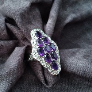 Elegant Silver and Purple Gemstone Ring